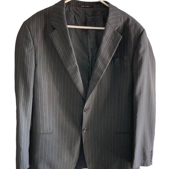 Armani Collezioni Gray Striped Wool Blend Suit Jacket Sz 46L